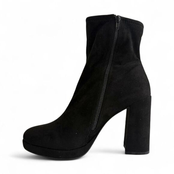 Steve Madden Macayla Black Fabric Upper Platform Block-Heel Booties NEW! Size 11 - Picture 5 of 10